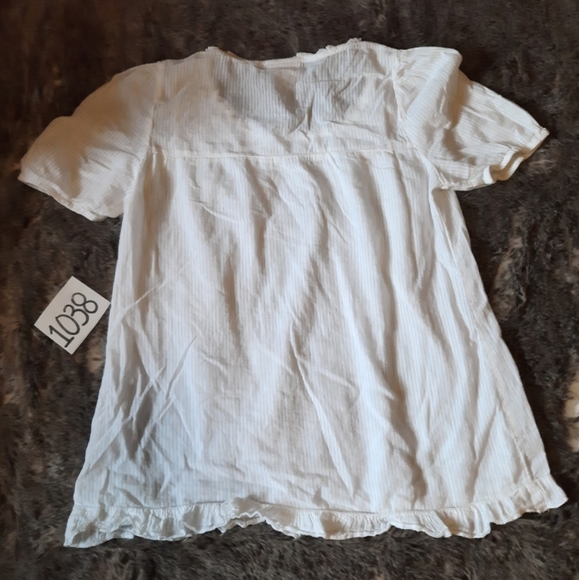 Babydoll Semi Sheer White Ruffled Neck Mossimo Company Blouse - Picture 4 of 7